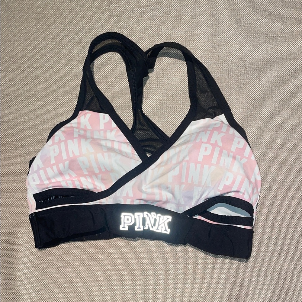 Vintage PINK Victoria's Secret Black and Pink Sports Bra